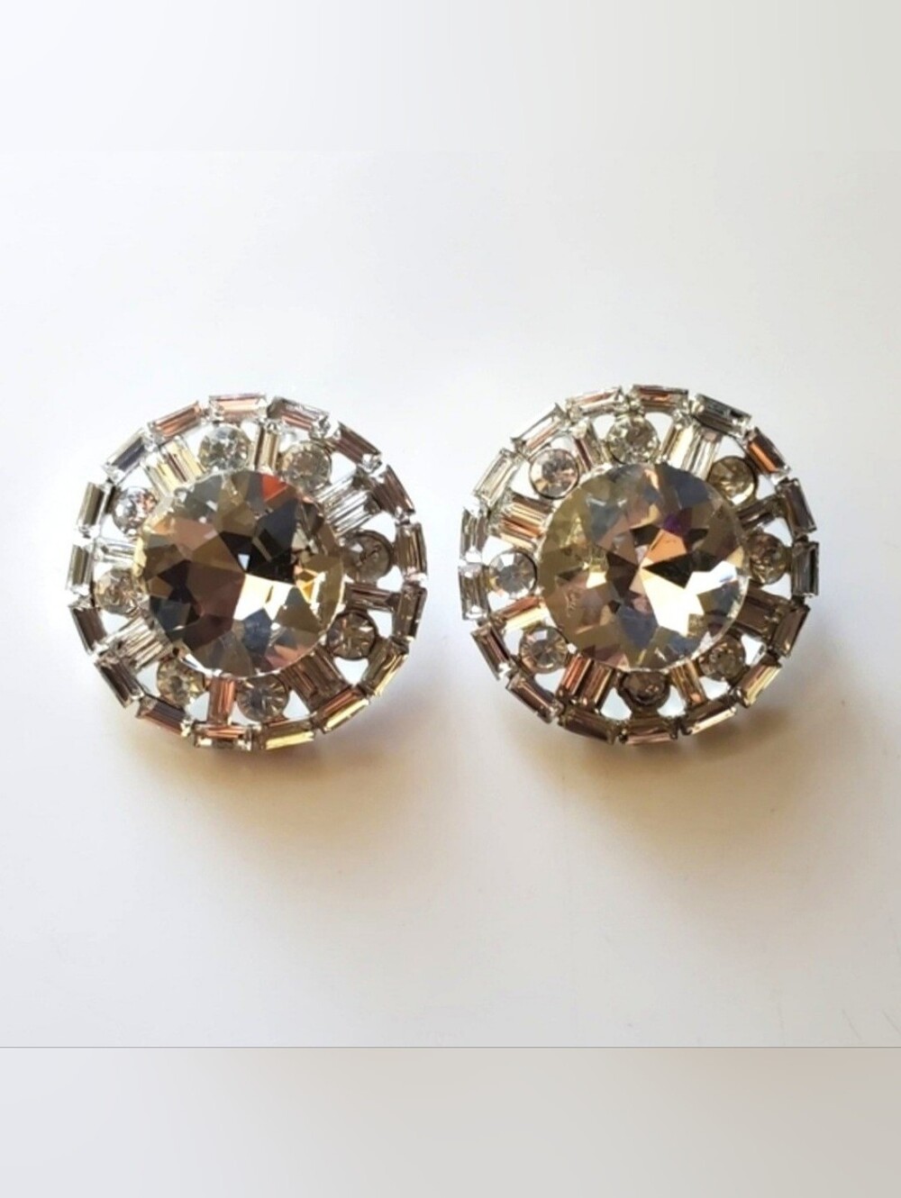 Elegant Clear Rhinestone Button Earrings